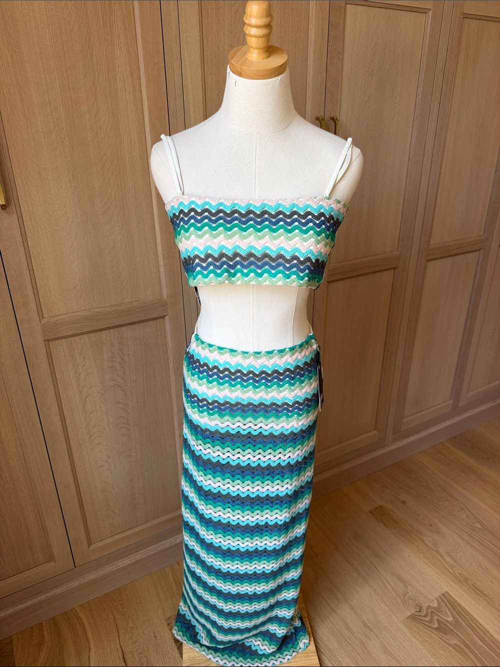 ONEONE SWIM | Aqua Wave Maxi Top & Skirt Set | Size: M